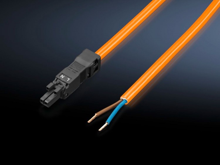 Rittal - CONNECTION CABLE FOR LED SYSTEM LIGHT 2500110, INFEED, 2- POLE (WITH SOCKET, WITHOUT CONNECTOR), 100V-240V, 50/60 HZ, LENGTH 3000MM, ORANGE,  P/N: SZ 2500.420