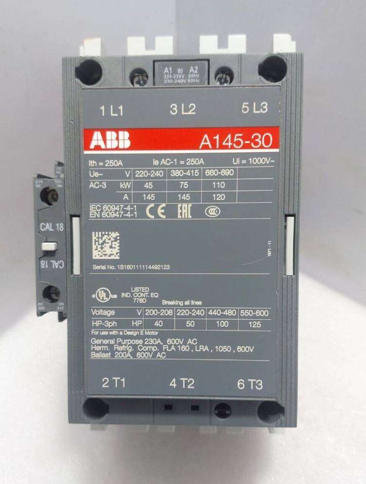 ABB - A145-30 Contactor with CAL 18 contact