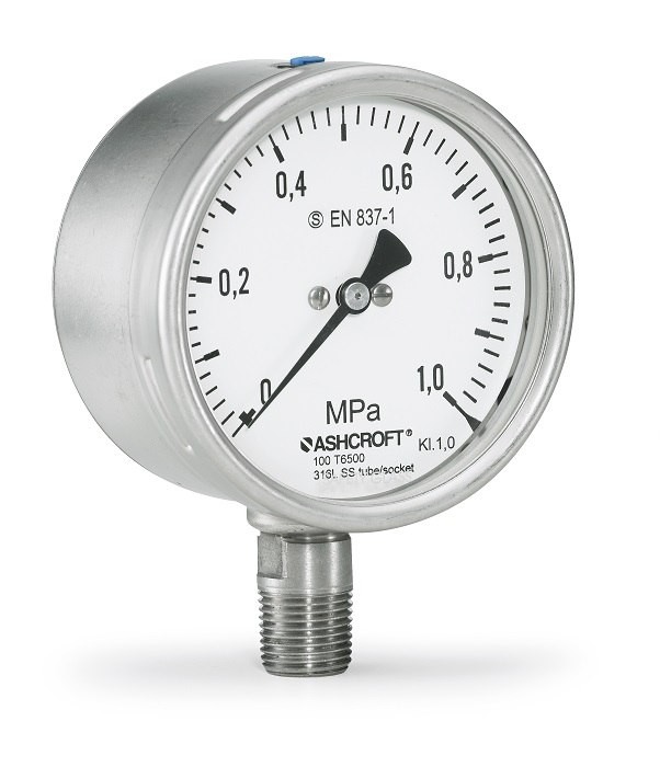ASHCROFT - PRESSURE GAUGE Model No: 100=T6500=S=L=04=L=10BR=X=GR=MP=SG=NH=C3=C4=EN