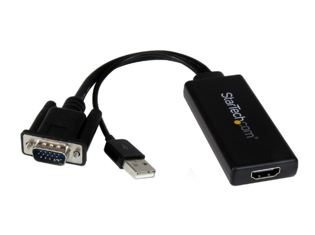 StarTech - Product ID: VGA2HDU - VGA to HDMI Adapter with USB Audio & Power – Portable VGA to HDMI Converter – 1080p