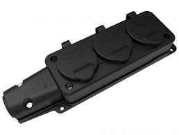 BEMİS - WIRELESS, SINGLE-PHASE THREE-WAY SOCKET WITH RUBBER COVER BLACK 16A